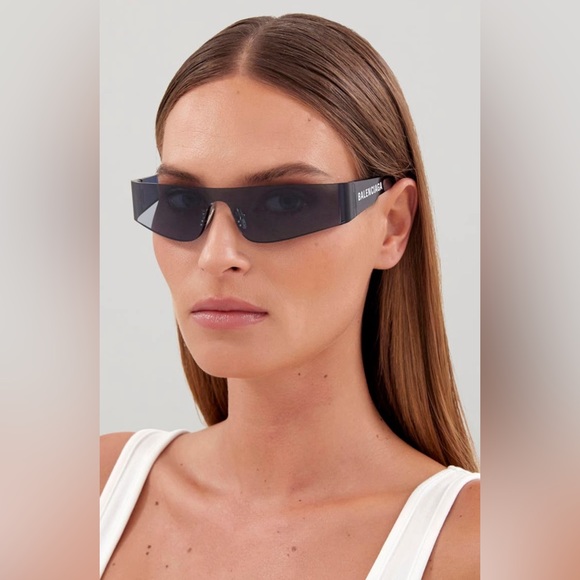 3. BALENCIAGA BB0041S Wrapped Style Silhouette Mask Blue 99mm Unisex Sunglasses - Picture 2 of 6